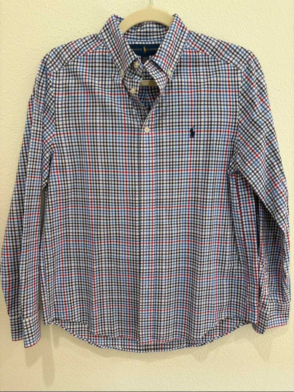 Ralph Lauren Men's Blue & Red Plaid Button-Down Shirt